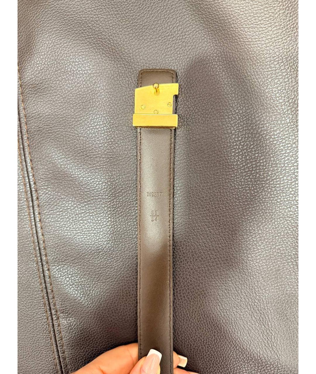 LOUIS VUITTON Коричневый кожаный ремень, фото 3