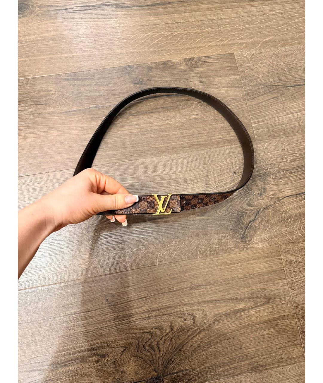 LOUIS VUITTON Коричневый кожаный ремень, фото 2