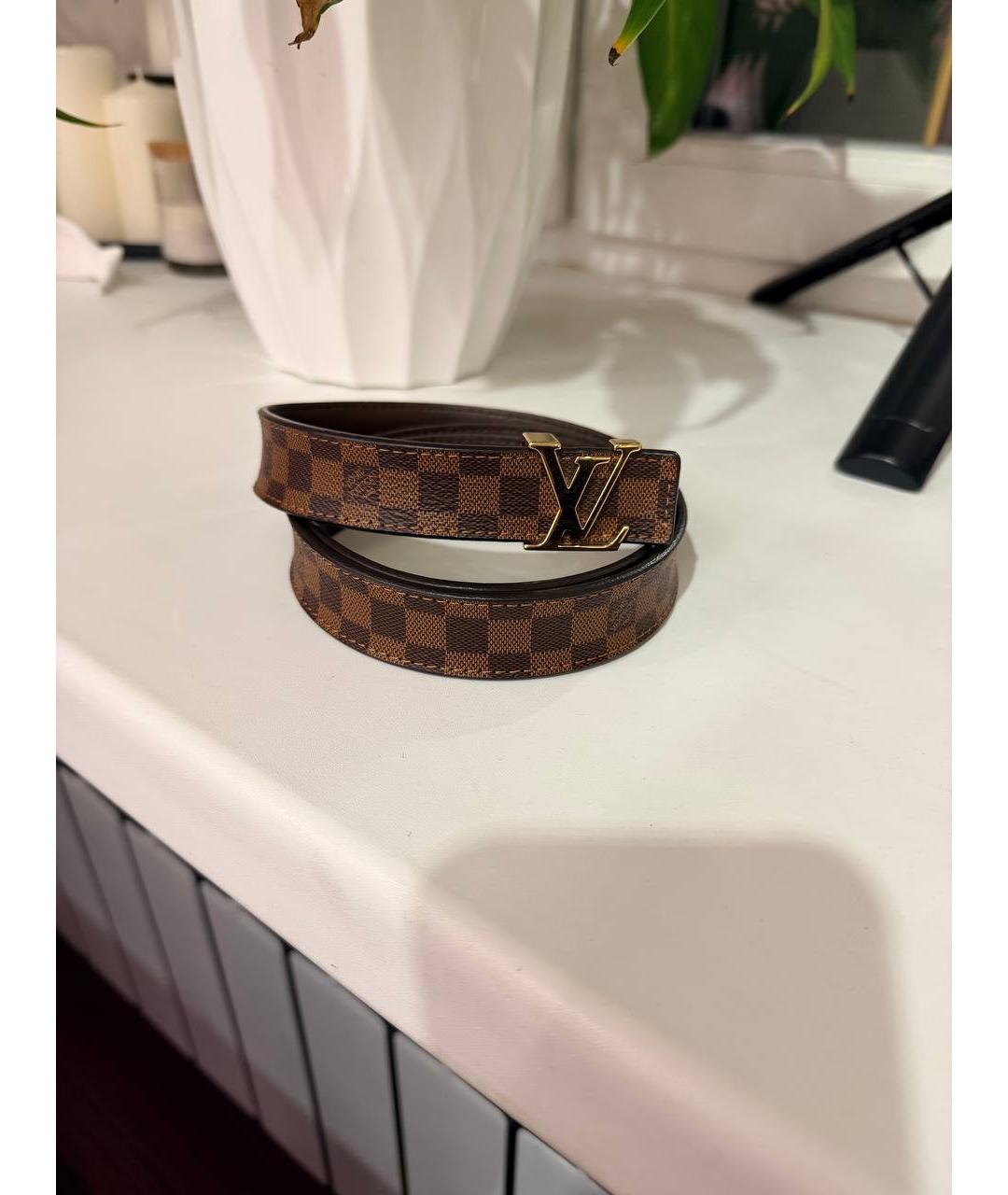 LOUIS VUITTON Коричневый кожаный ремень, фото 6