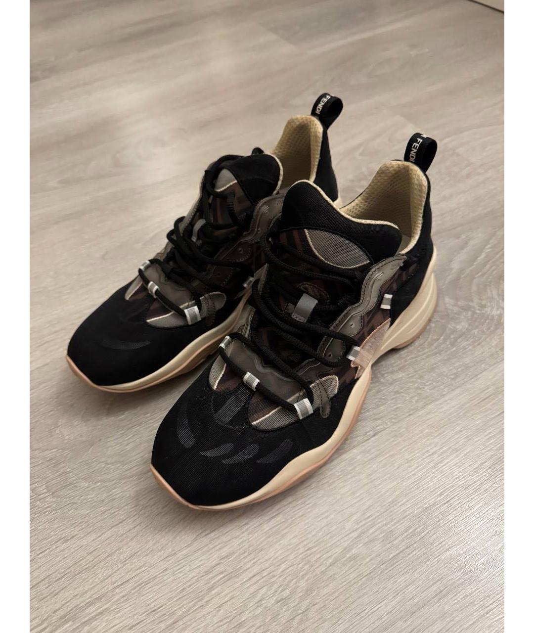 FENDI Черные синтетические кроссовки, фото 3