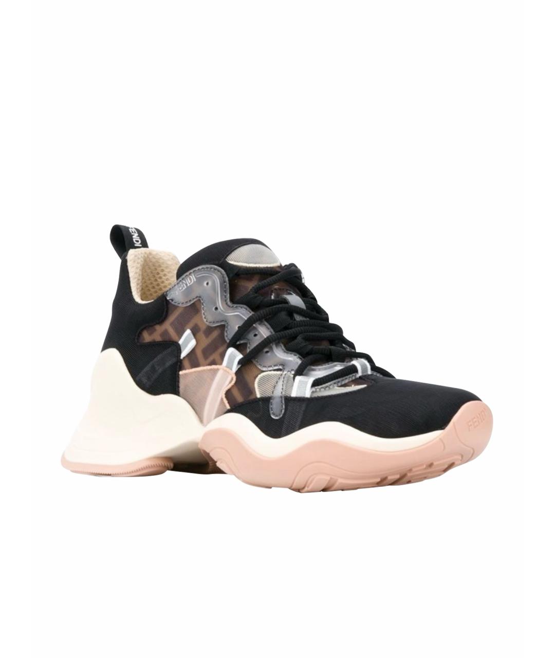 FENDI Черные синтетические кроссовки, фото 1