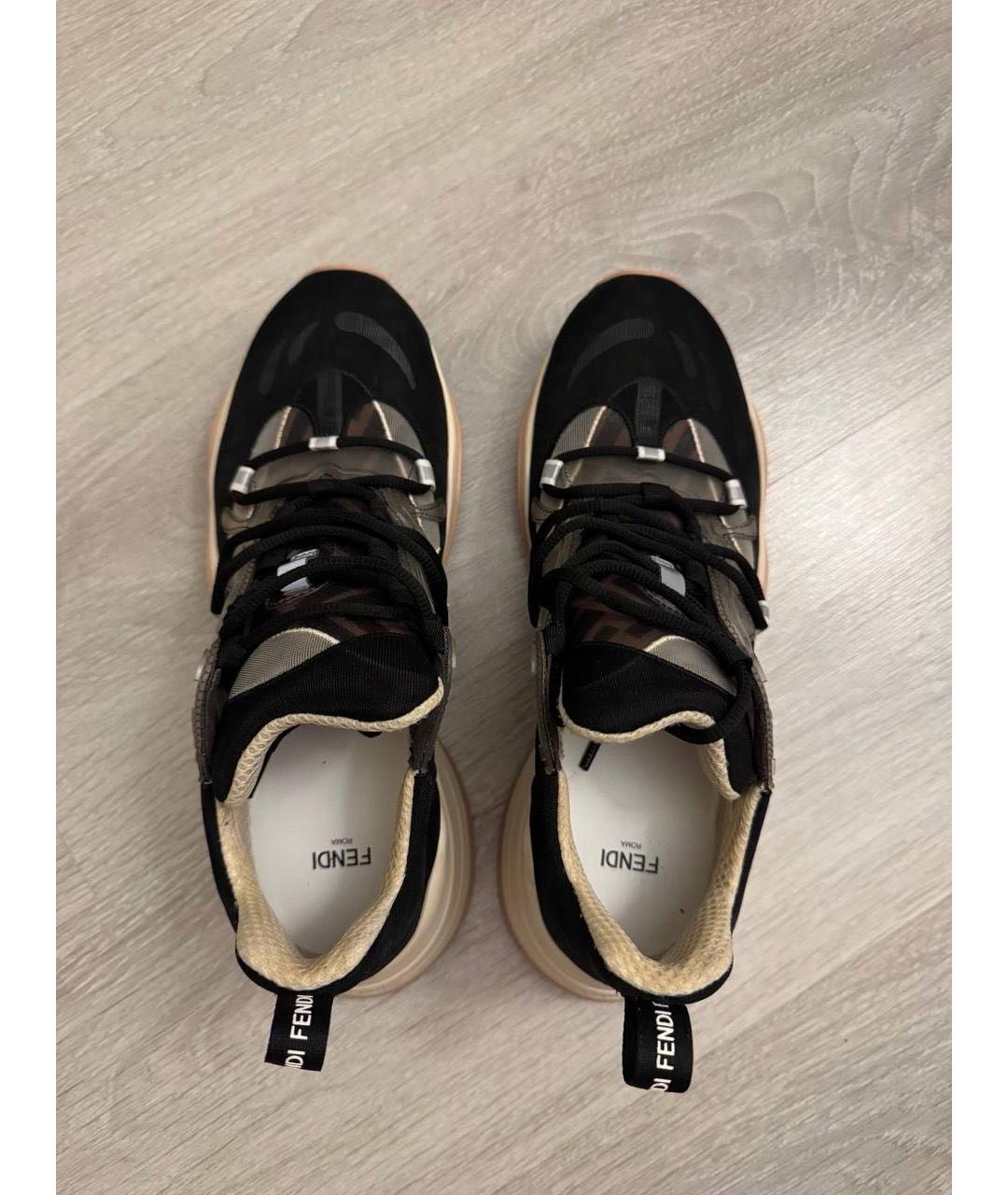 FENDI Черные синтетические кроссовки, фото 4