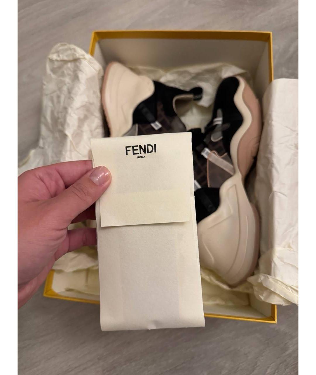 FENDI Черные синтетические кроссовки, фото 5