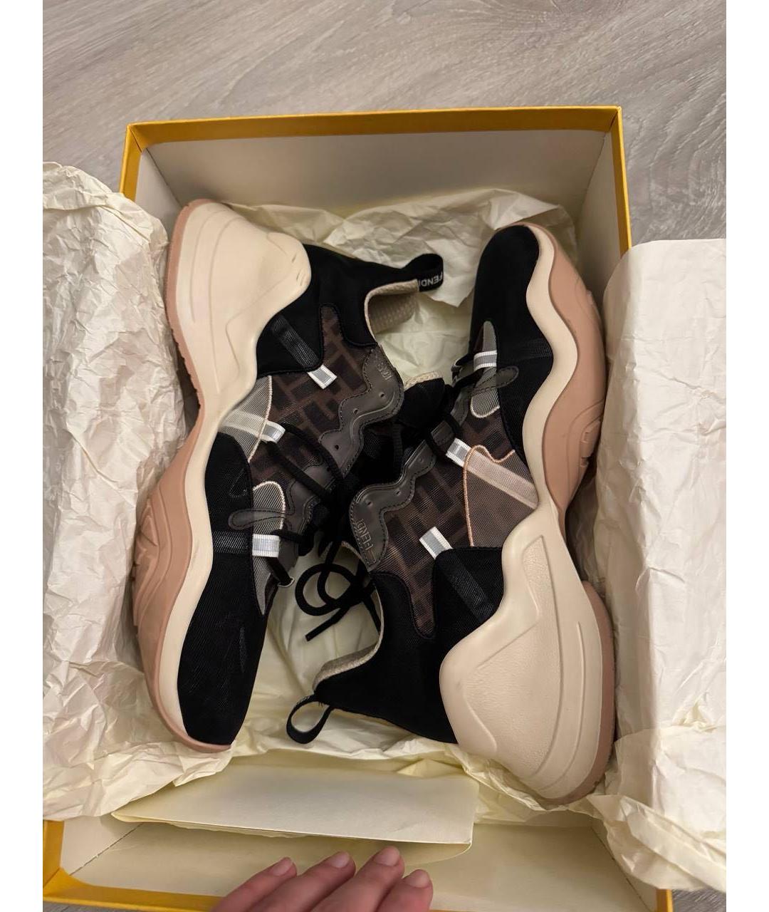 FENDI Черные синтетические кроссовки, фото 7