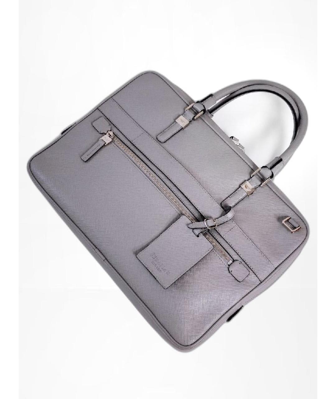 SERAPIAN Серая кожаная сумка на плечо, фото 3