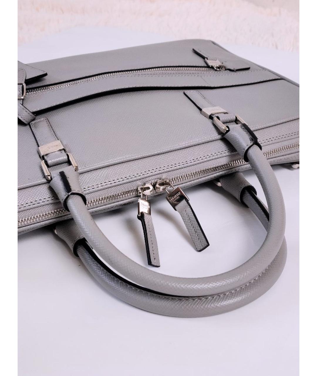 SERAPIAN Серая кожаная сумка на плечо, фото 8