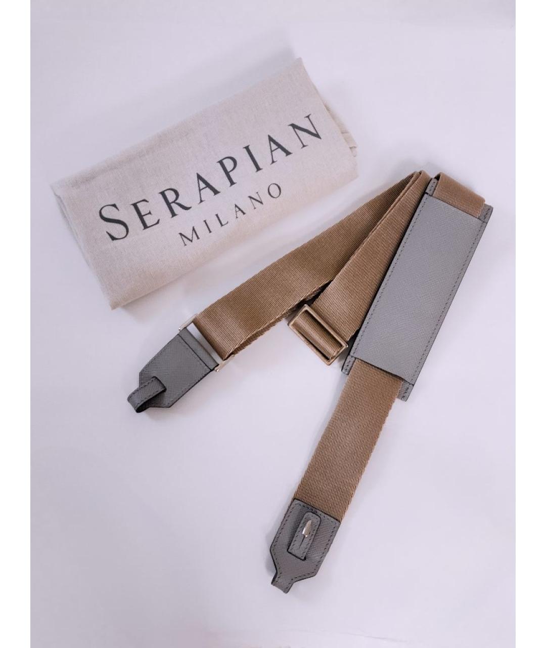 SERAPIAN Серая кожаная сумка на плечо, фото 7