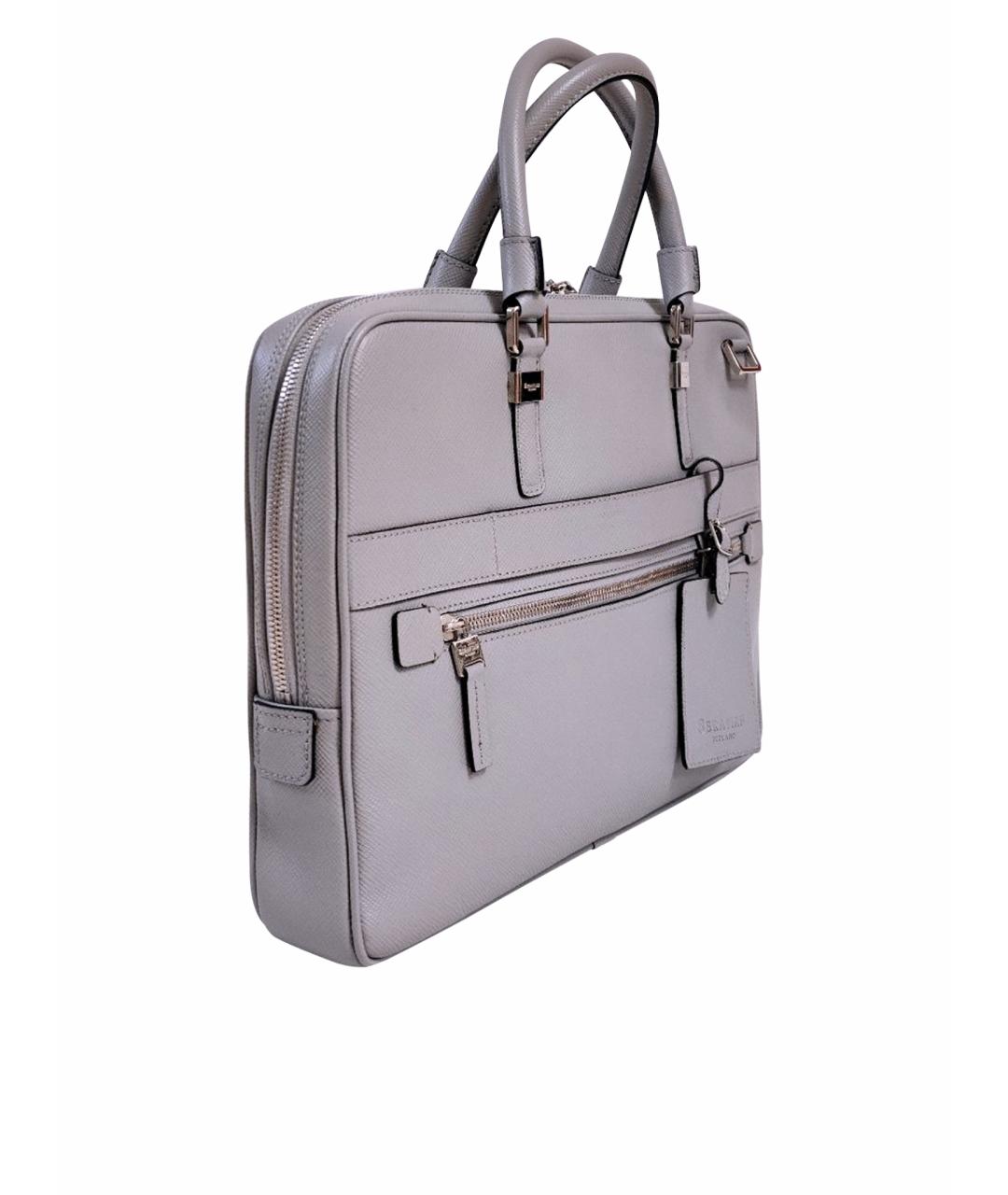 SERAPIAN Серая кожаная сумка на плечо, фото 1