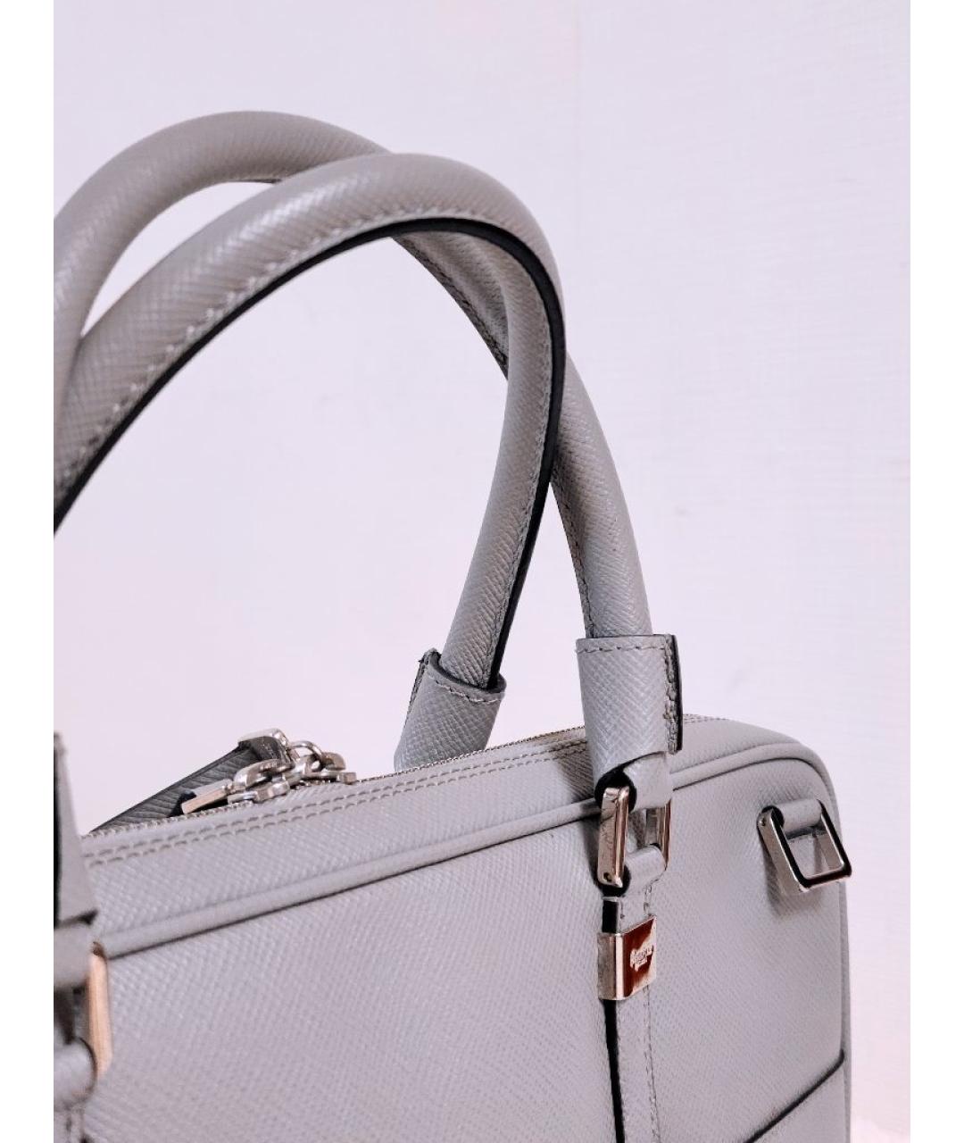 SERAPIAN Серая кожаная сумка на плечо, фото 6