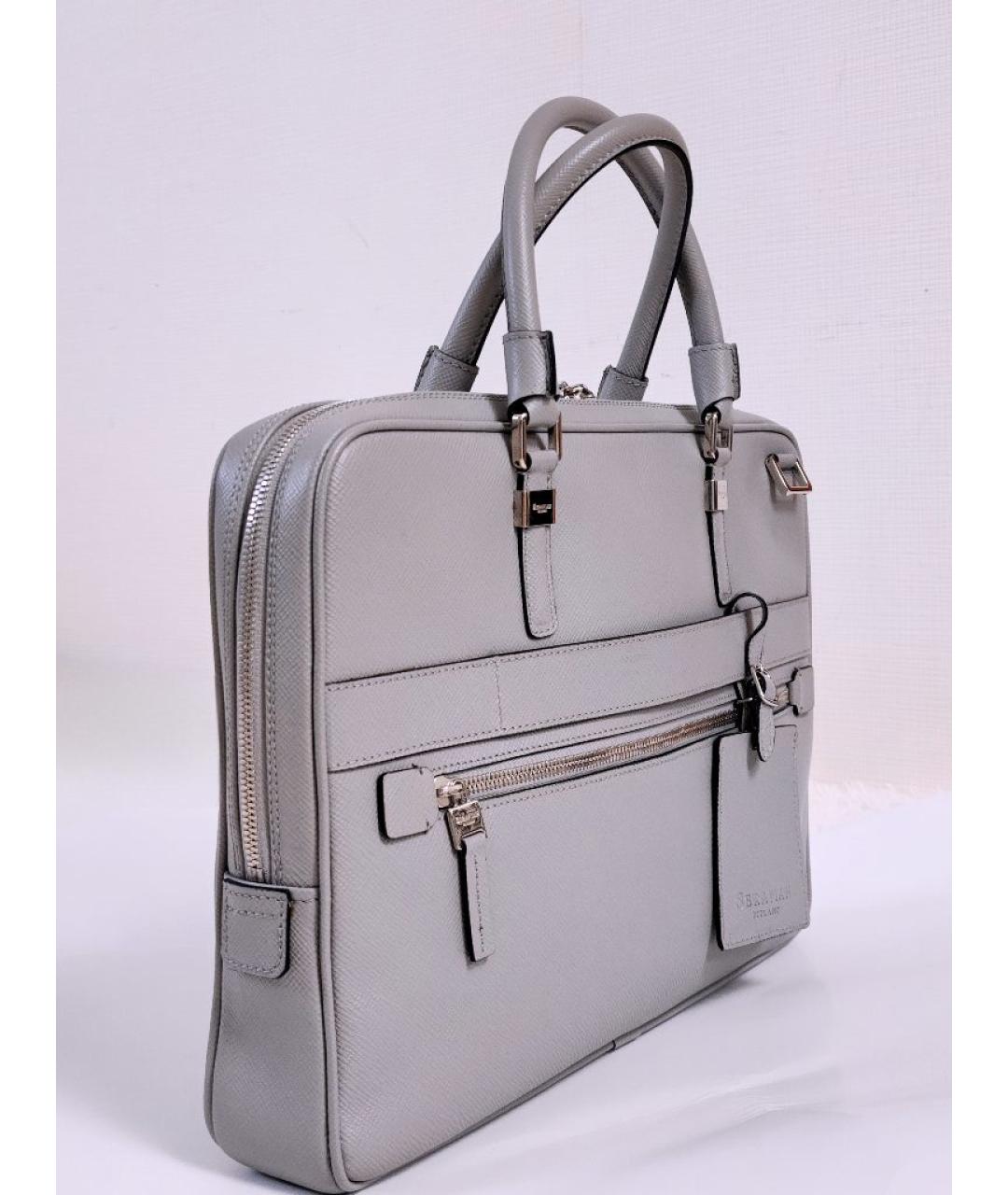 SERAPIAN Серая кожаная сумка на плечо, фото 9