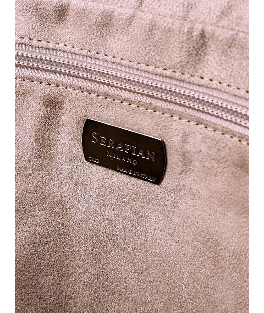 SERAPIAN Серая кожаная сумка на плечо, фото 4