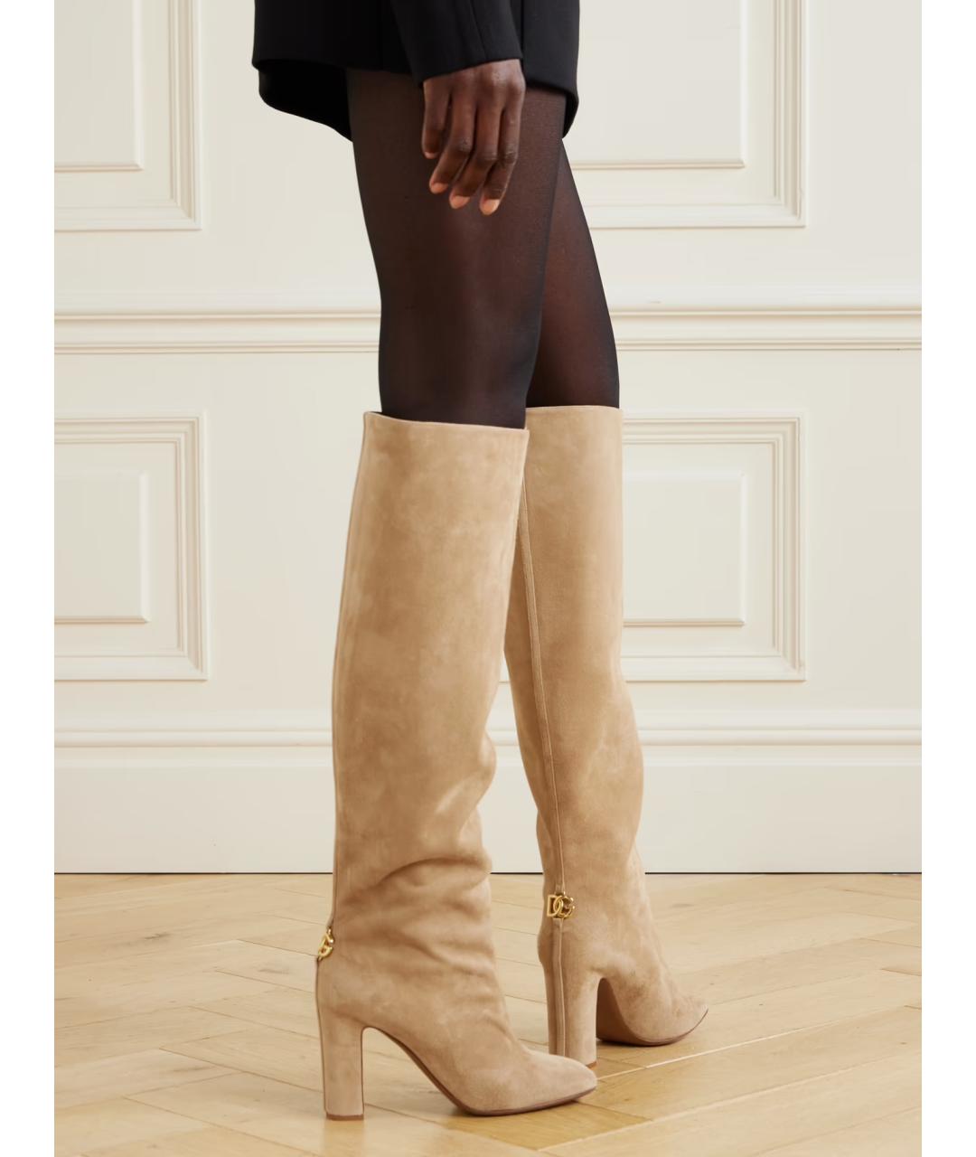 DOLCE&GABBANA Бежевые замшевые сапоги, фото 2