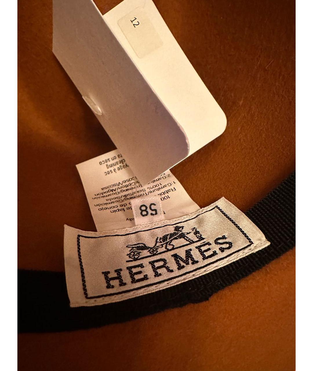 HERMES Оранжевая шерстяная шляпа, фото 6