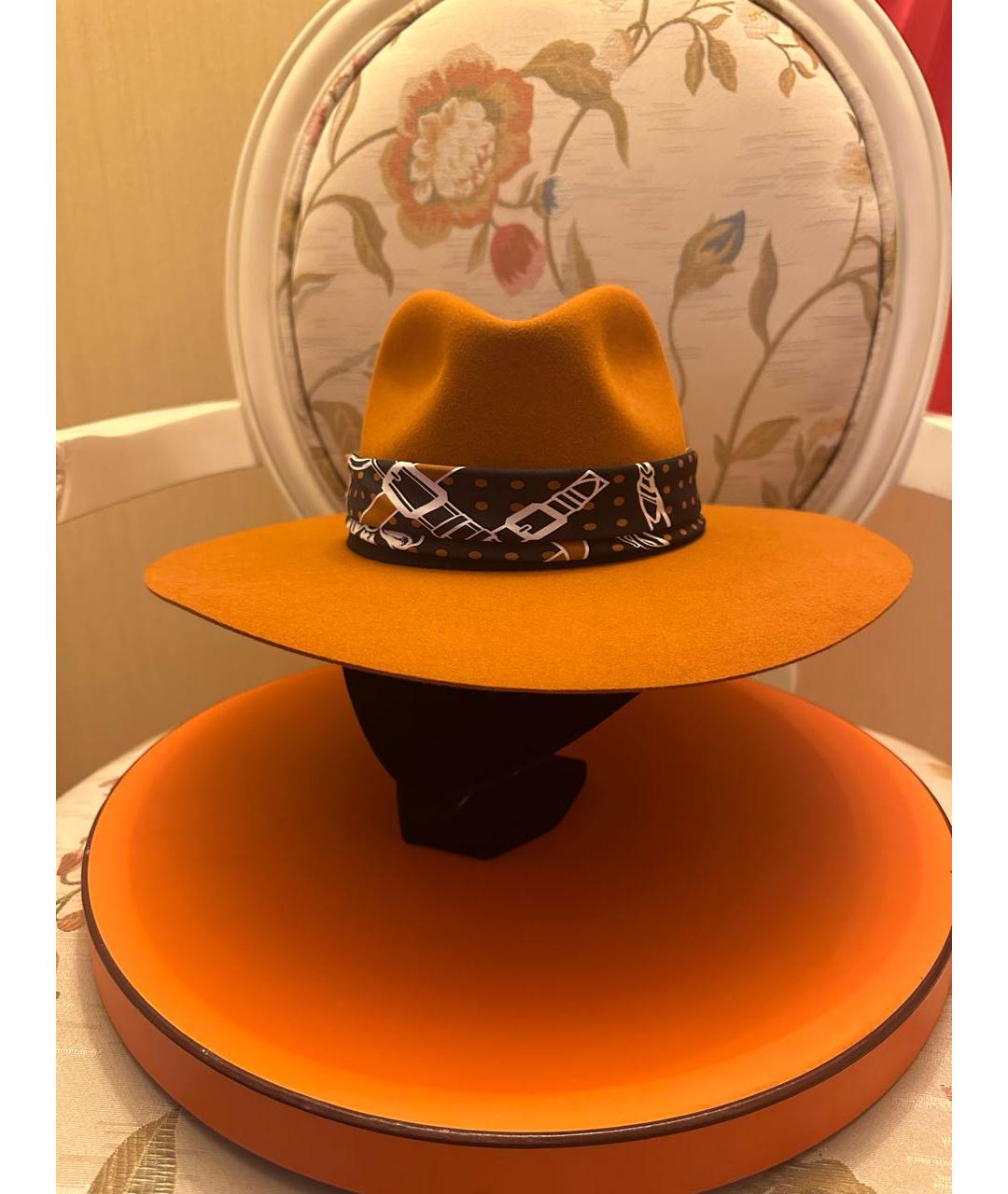 HERMES Оранжевая шерстяная шляпа, фото 9