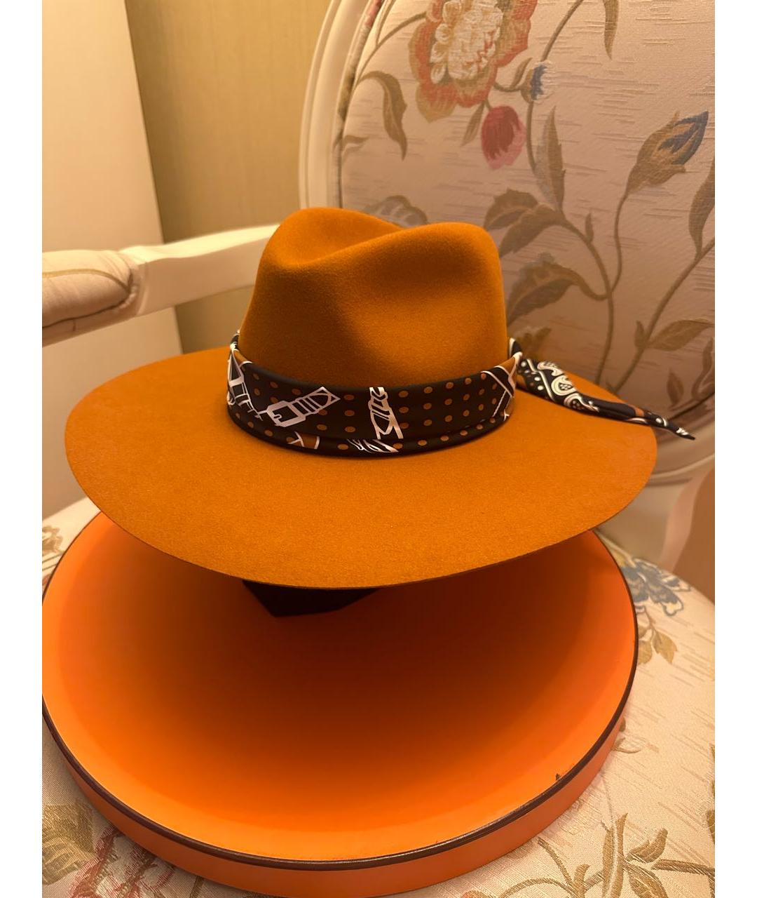 HERMES Оранжевая шерстяная шляпа, фото 2