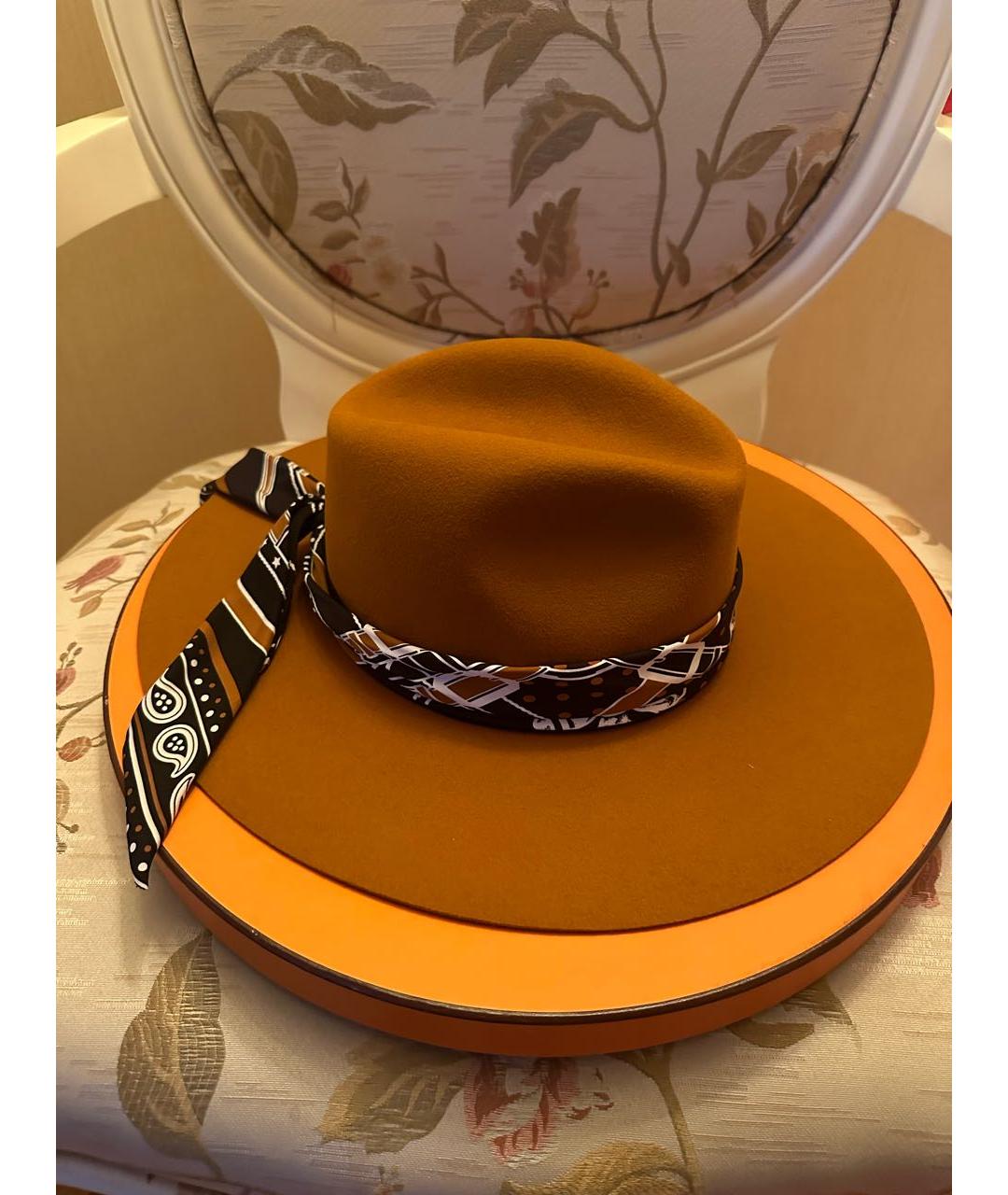 HERMES Оранжевая шерстяная шляпа, фото 4