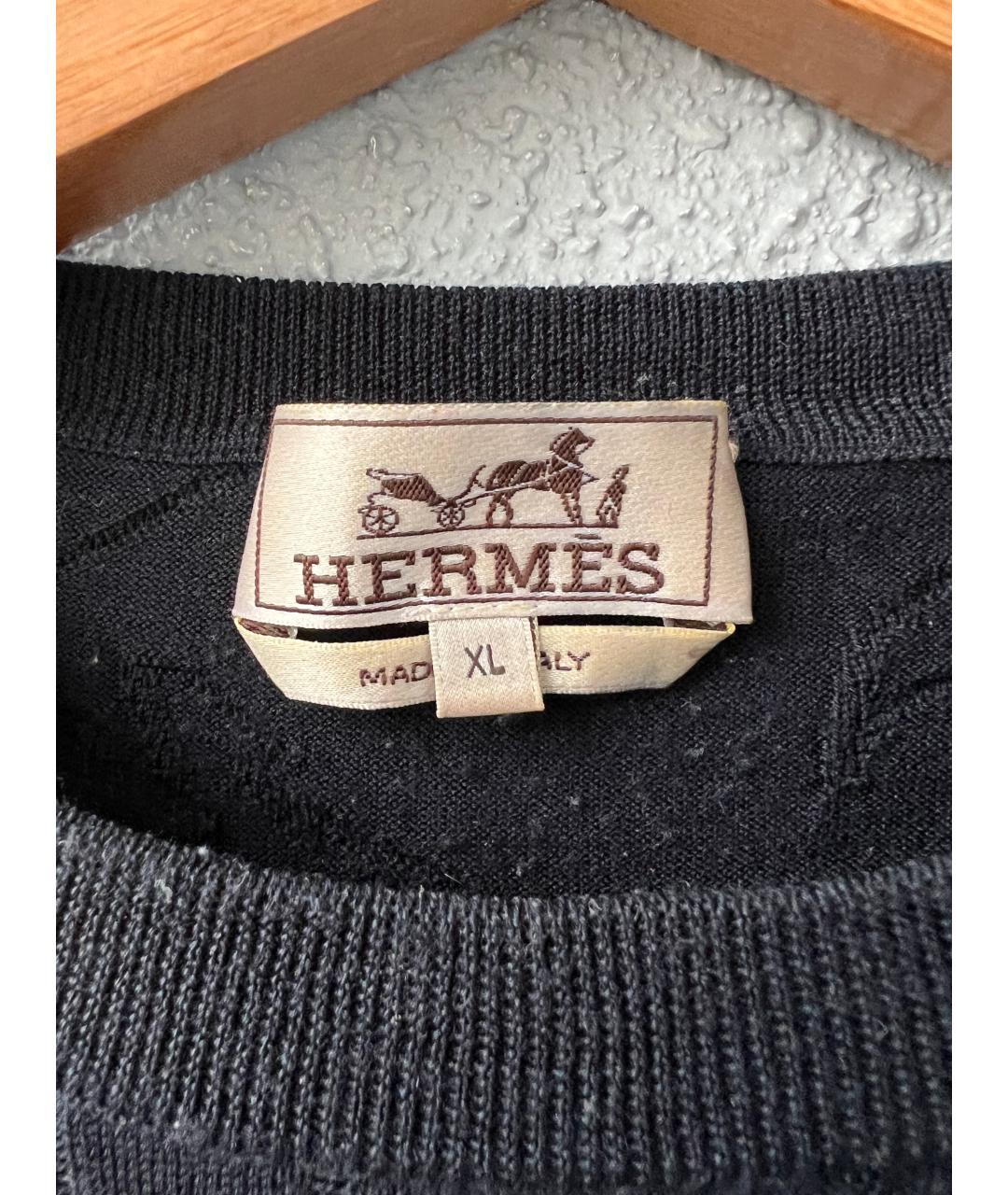 HERMES Темно-синий шерстяной джемпер / свитер, фото 2