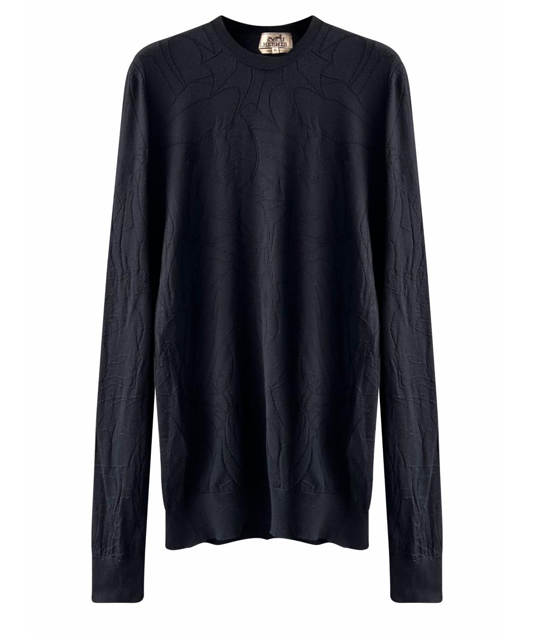 HERMES Темно-синий шерстяной джемпер / свитер, фото 1