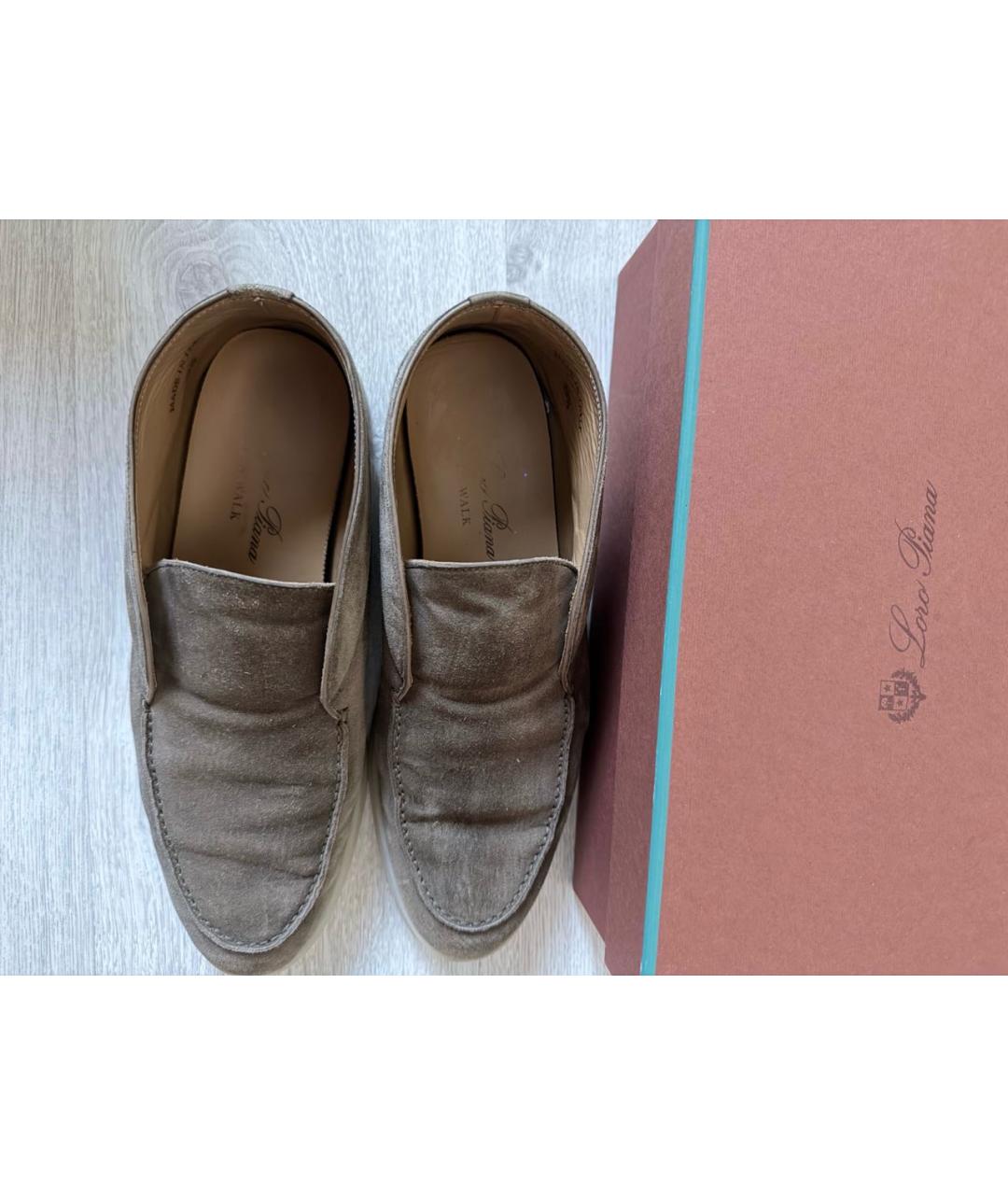 LORO PIANA Коричневые замшевые лоферы, фото 3