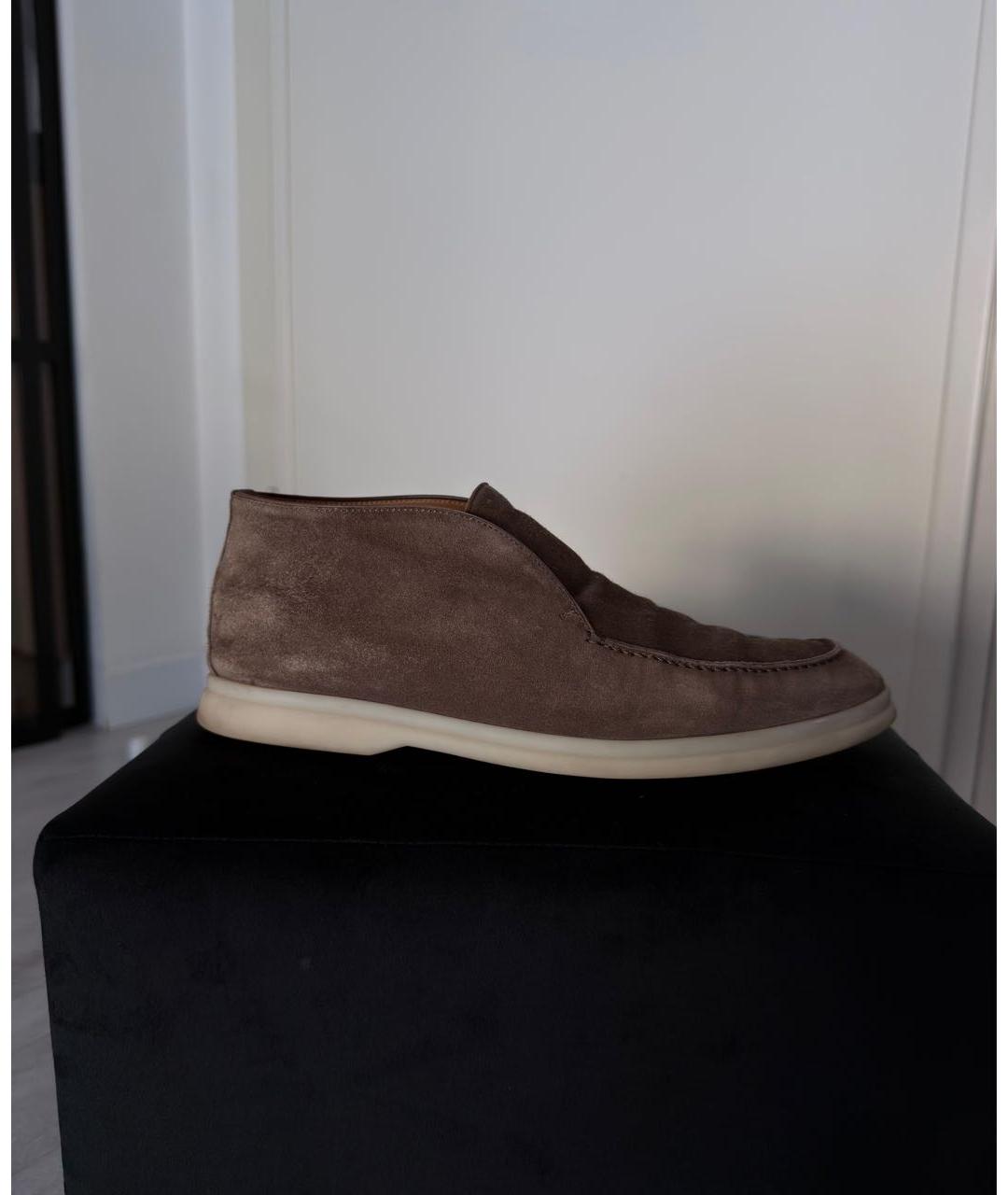 LORO PIANA Коричневые замшевые лоферы, фото 8