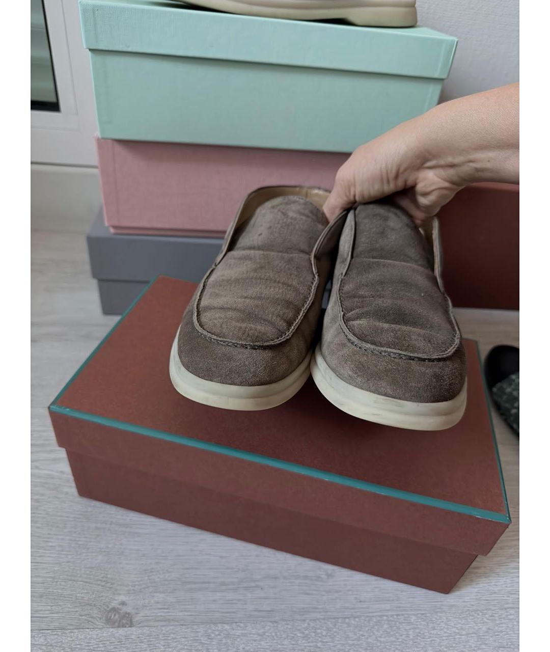 LORO PIANA Коричневые замшевые лоферы, фото 2