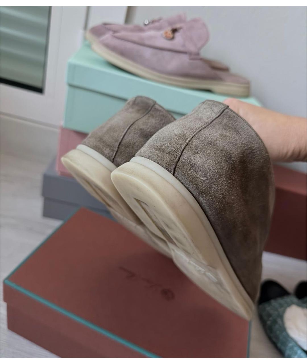 LORO PIANA Коричневые замшевые лоферы, фото 5