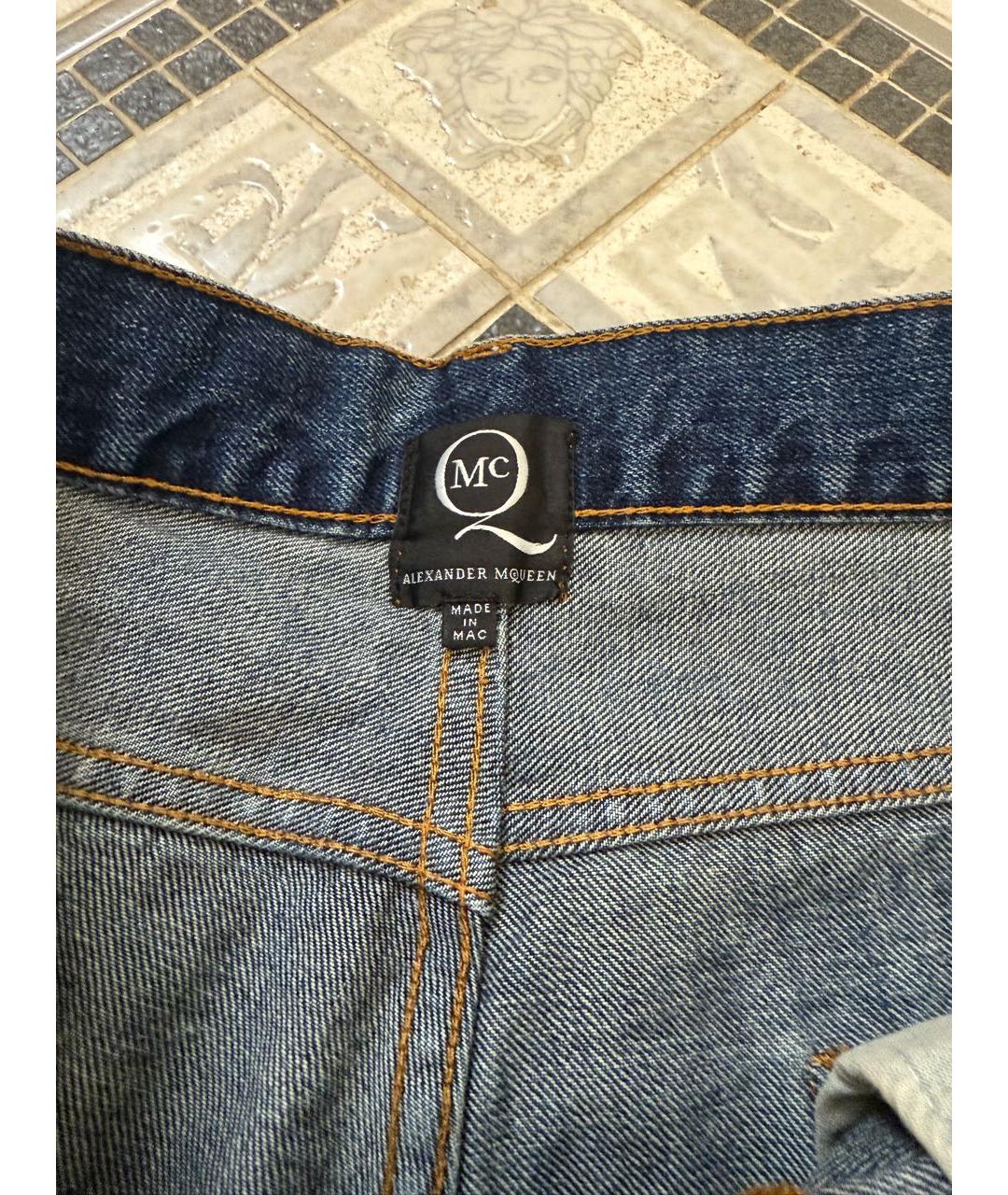 ALEXANDER MCQUEEN Темно-синие хлопковые джинсы, фото 3
