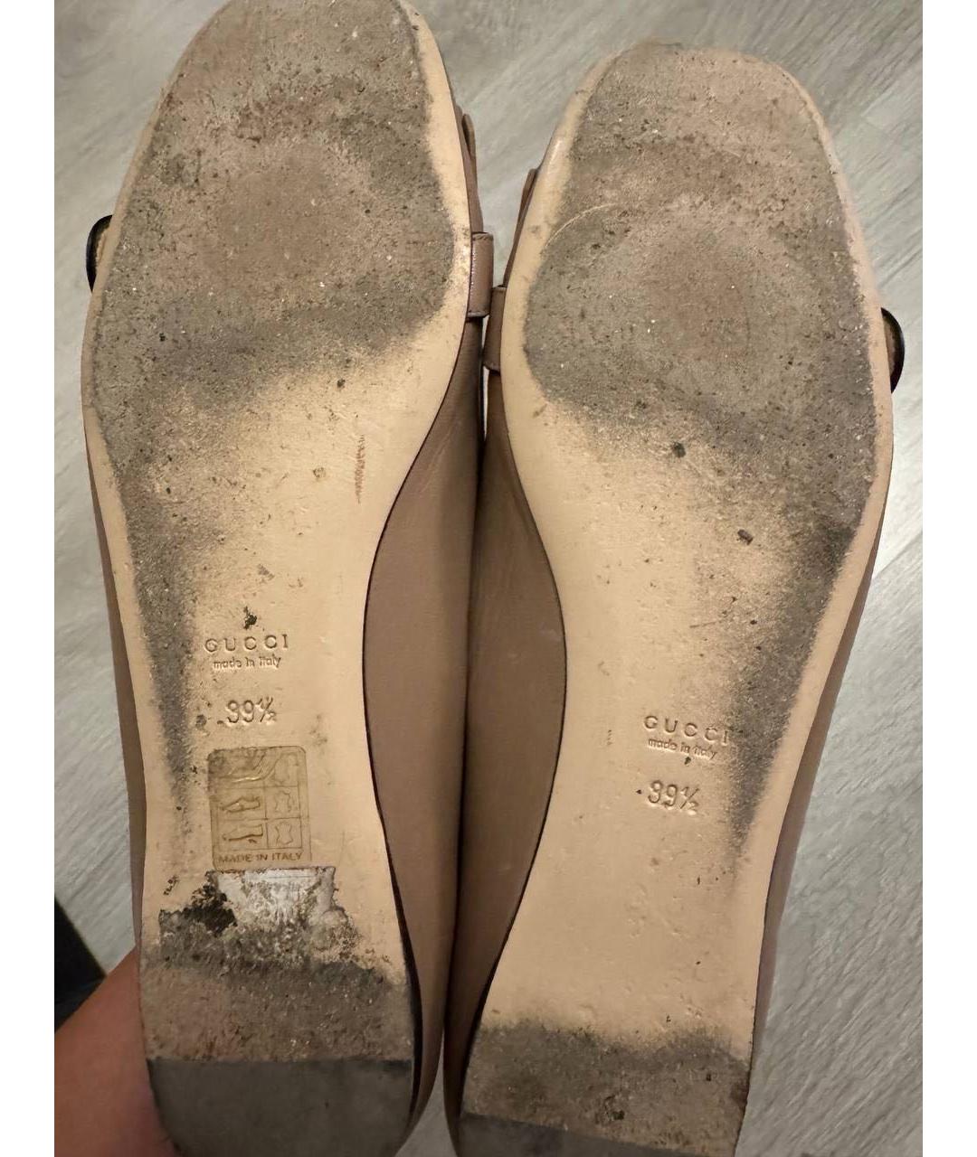 GUCCI Бежевые кожаные балетки, фото 4