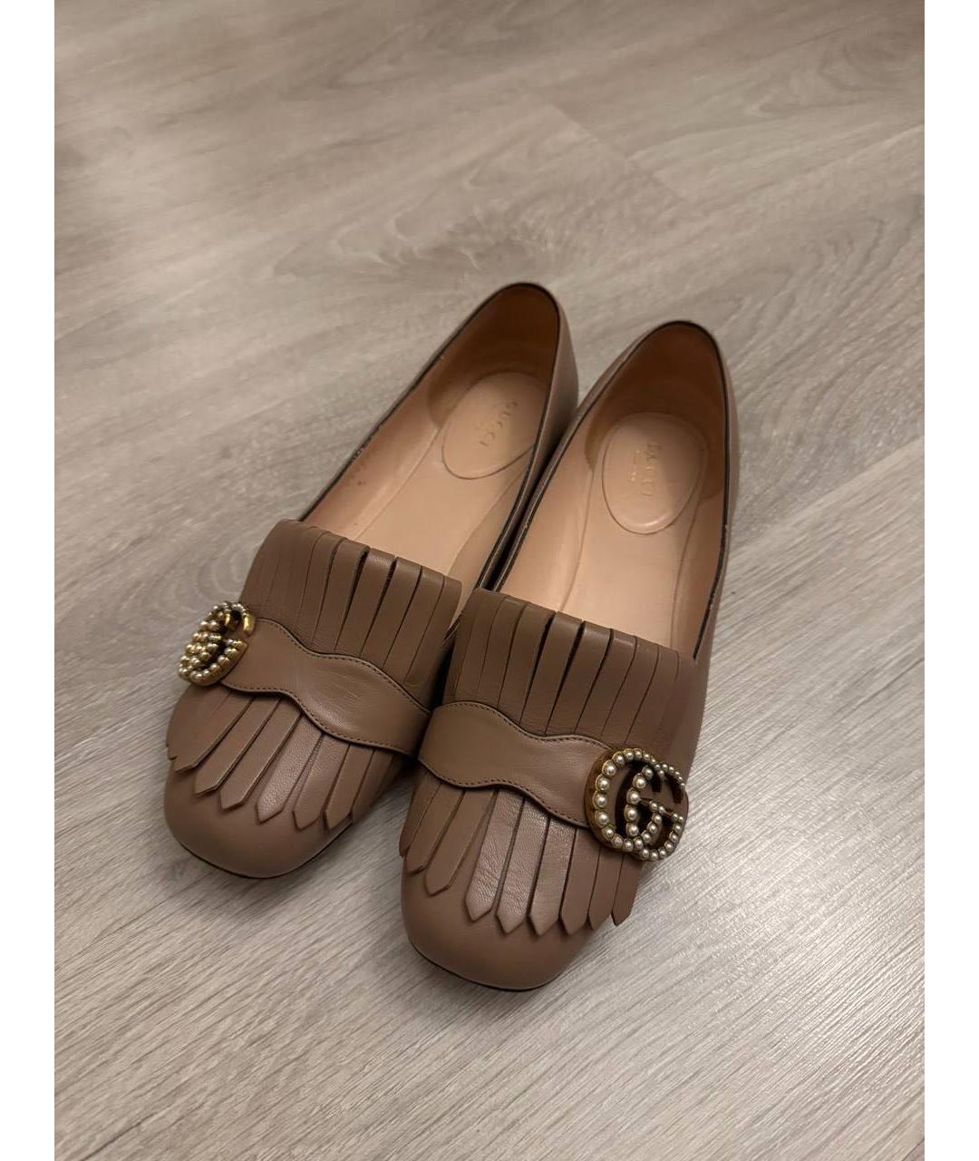 GUCCI Бежевые кожаные балетки, фото 2