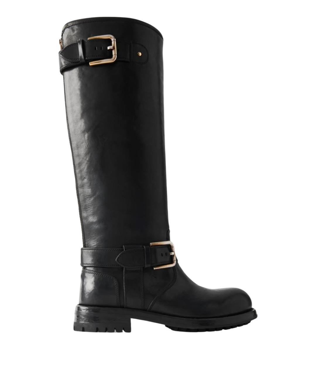 DOLCE&GABBANA Черные кожаные сапоги, фото 1