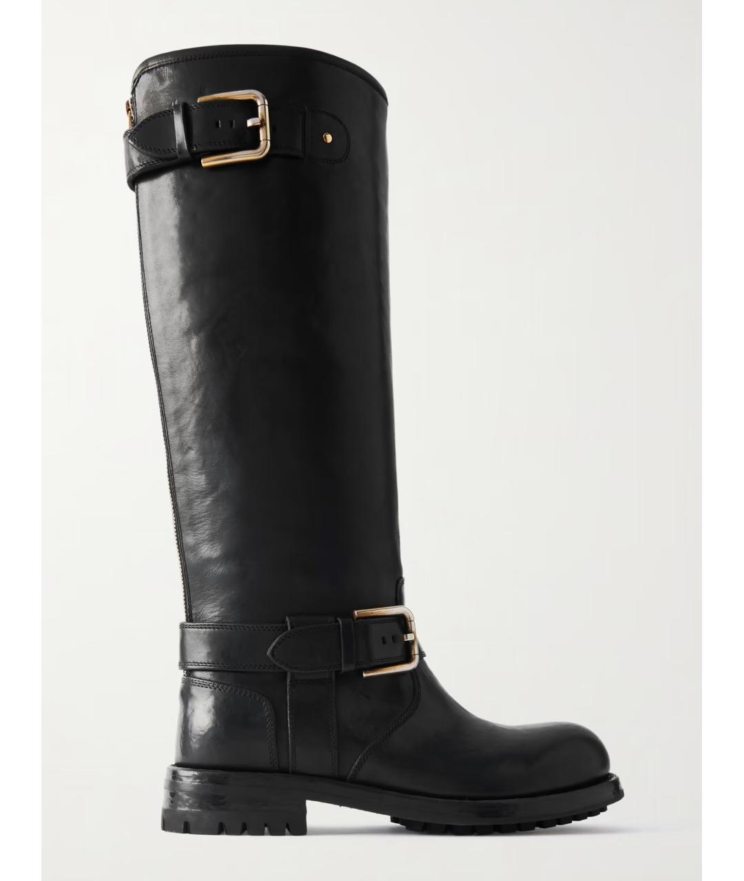 DOLCE&GABBANA Черные кожаные сапоги, фото 4