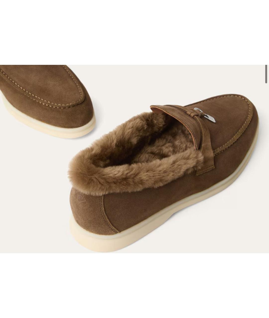 LORO PIANA Коричневые замшевые лоферы, фото 6