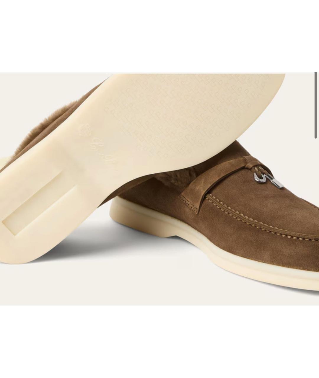 LORO PIANA Коричневые замшевые лоферы, фото 5