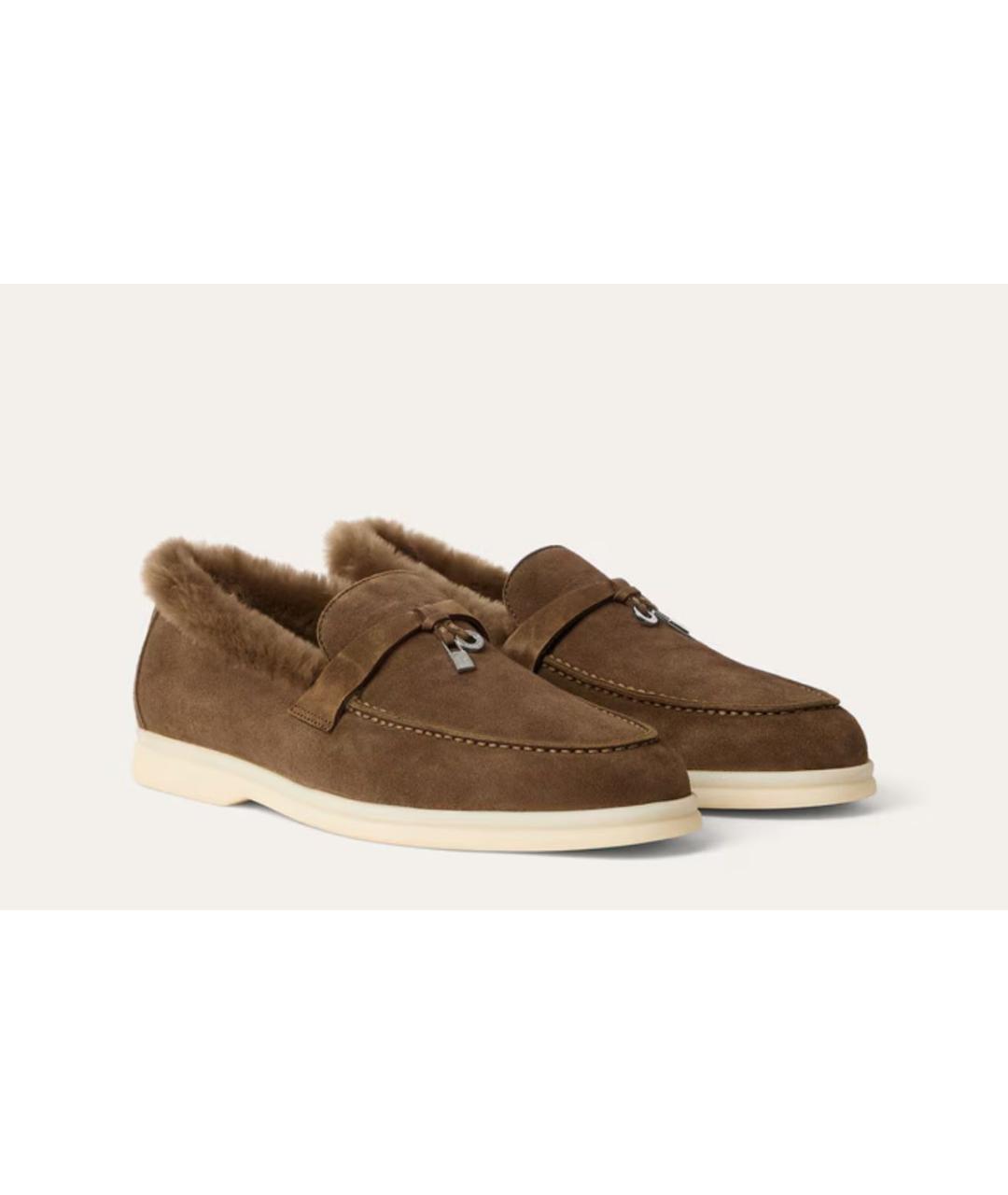 LORO PIANA Коричневые замшевые лоферы, фото 2