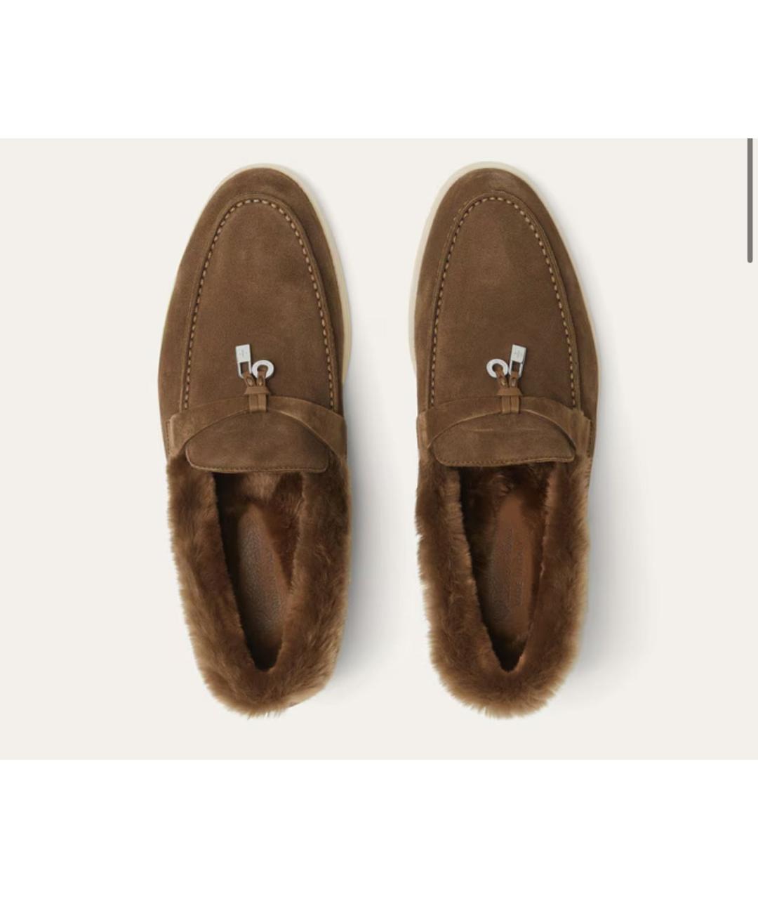 LORO PIANA Коричневые замшевые лоферы, фото 3