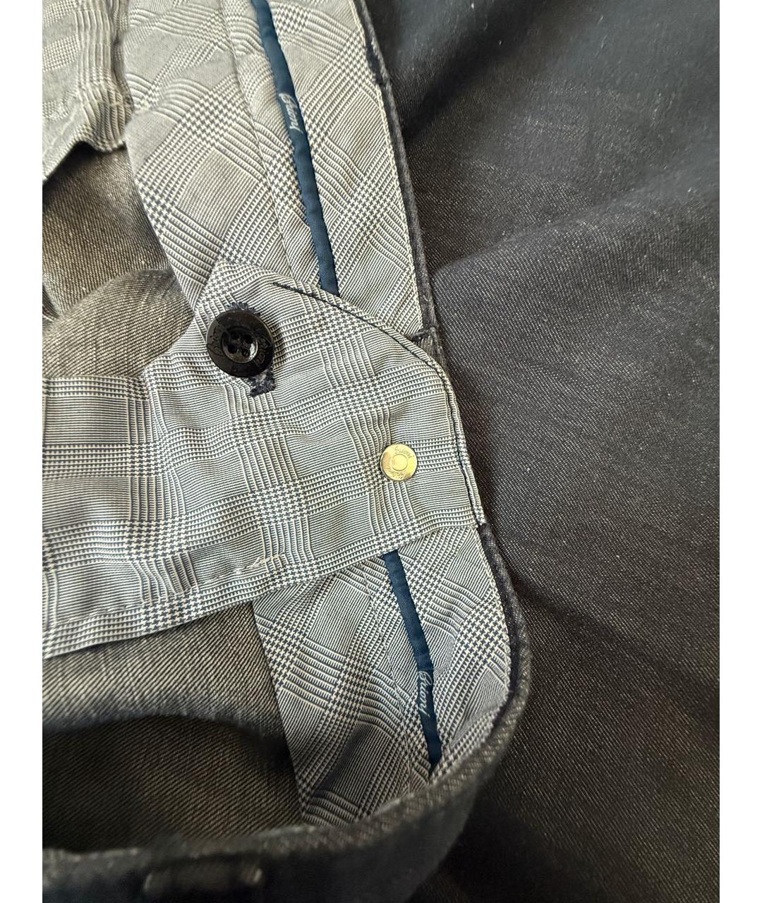 BRIONI Темно-синие хлопко-леновые прямые джинсы, фото 5