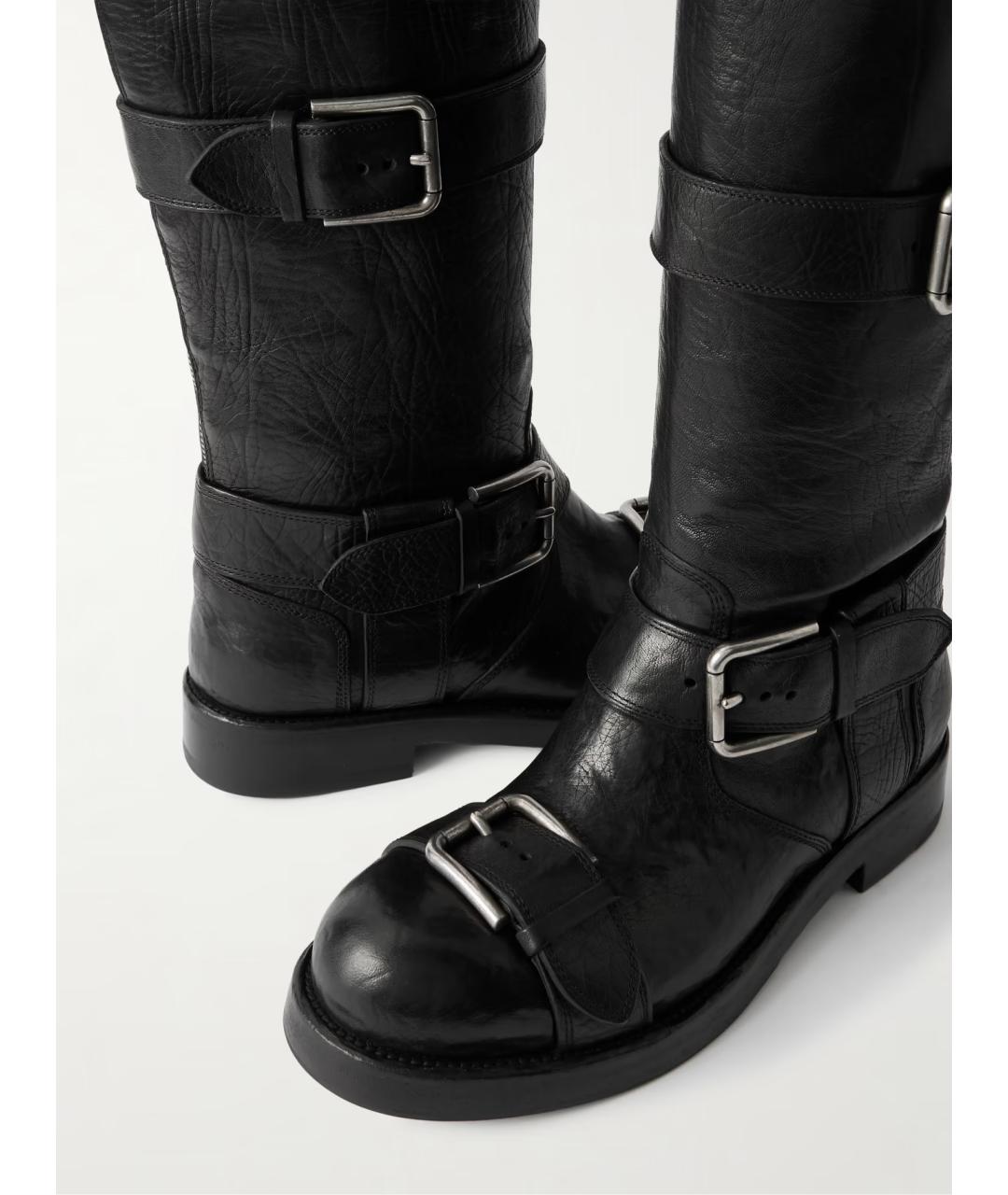 DOLCE&GABBANA Черные кожаные ботфорты, фото 4