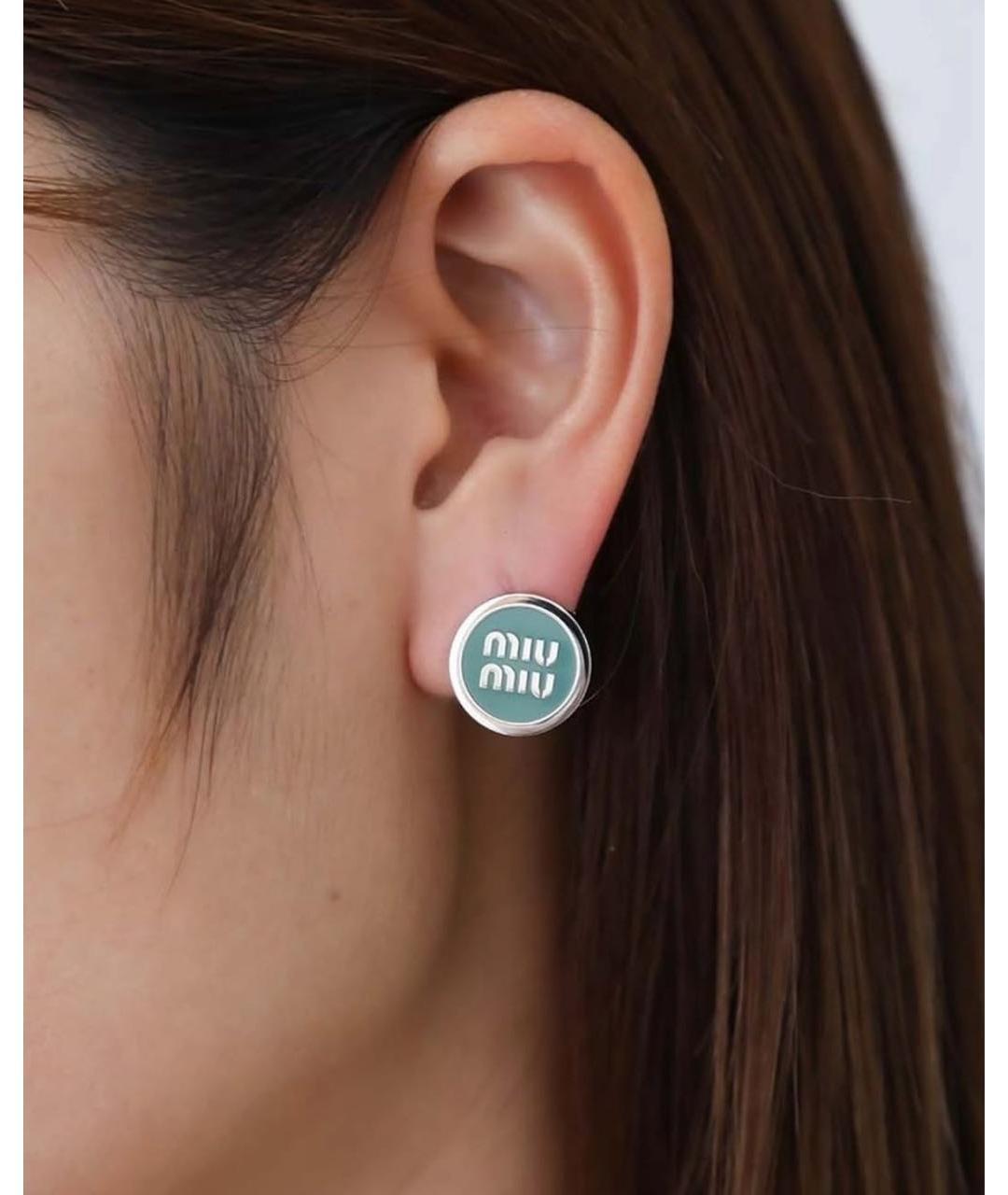 MIU MIU Бирюзовые металлические серьги, фото 4