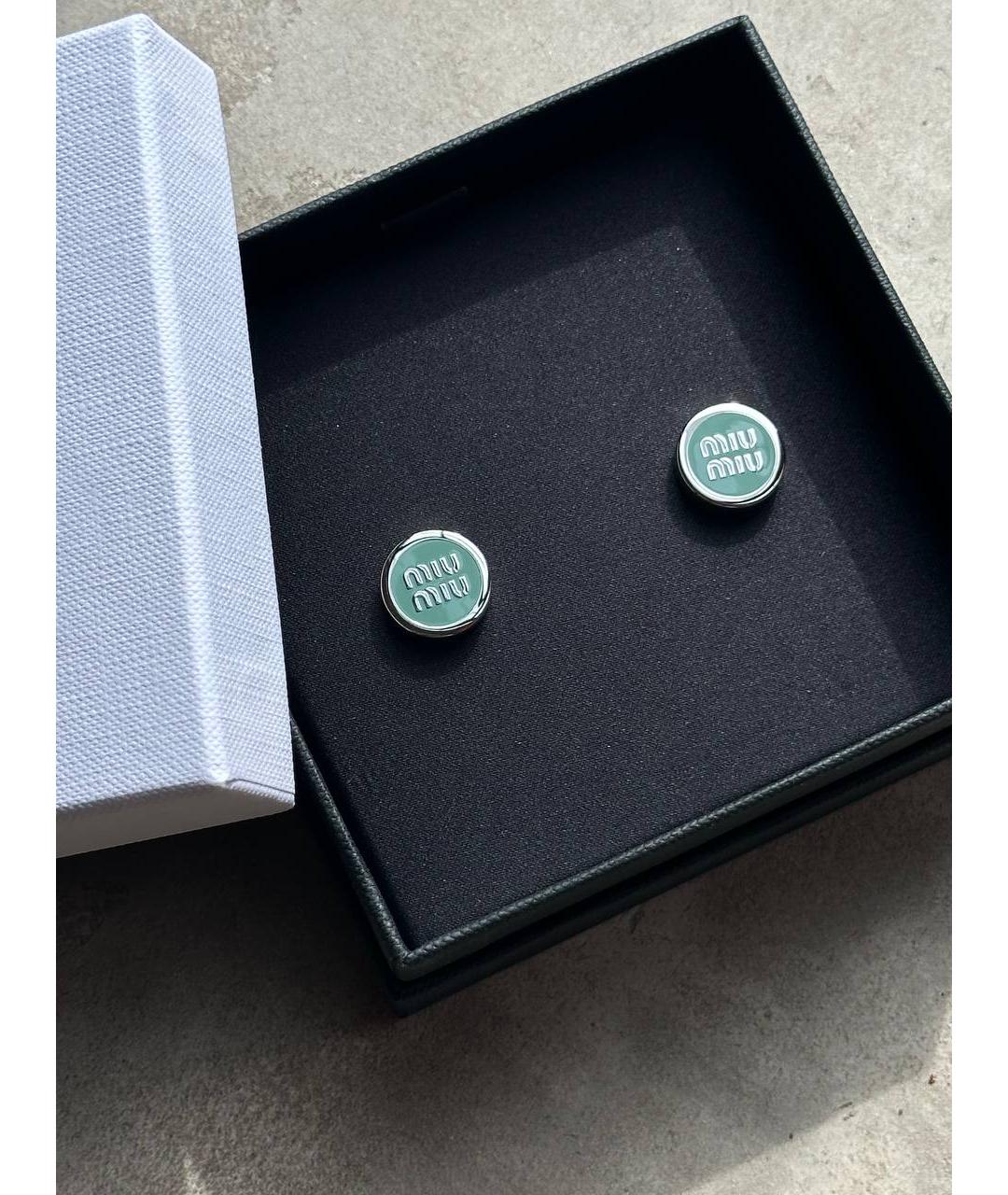 MIU MIU Бирюзовые металлические серьги, фото 2