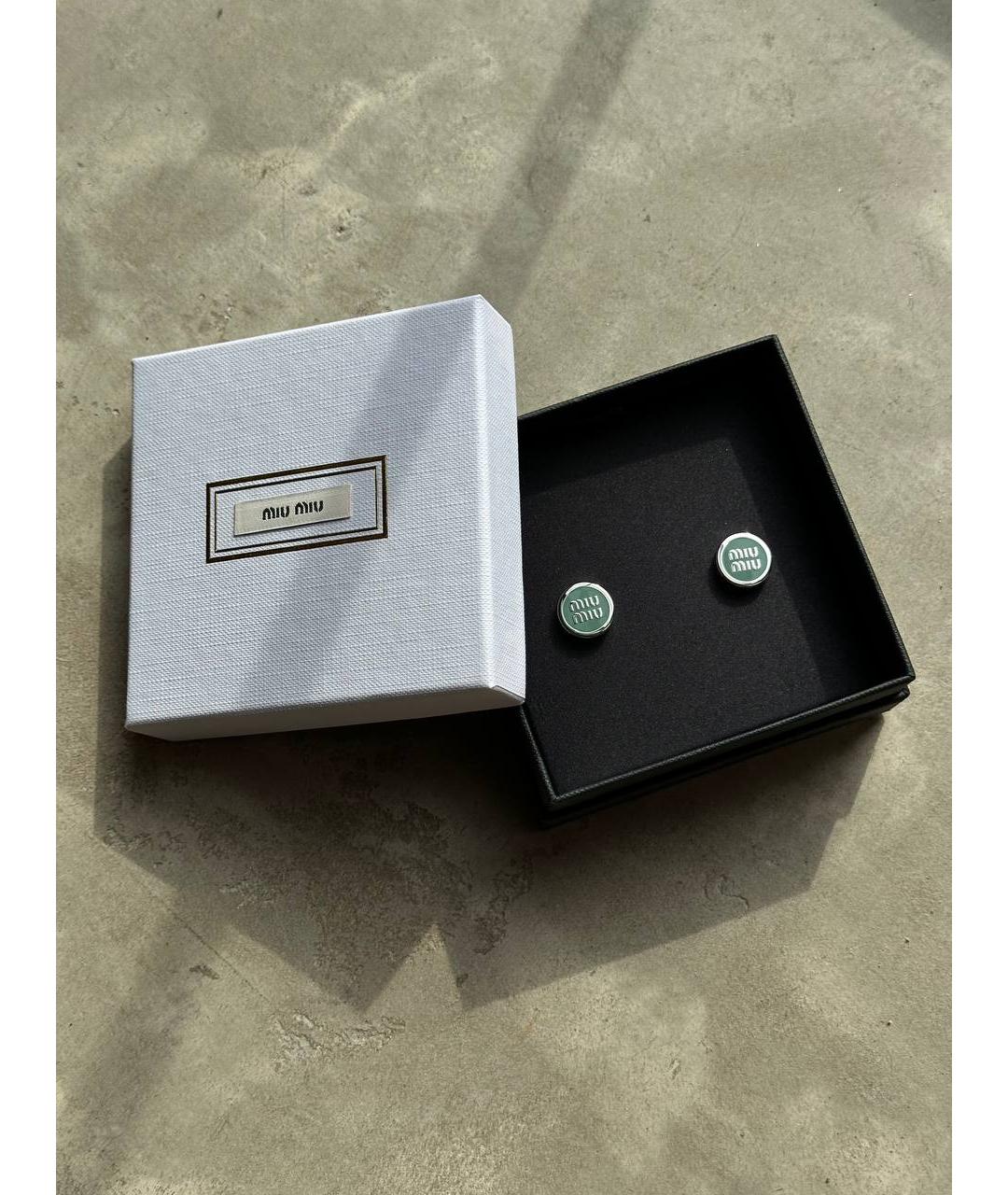 MIU MIU Бирюзовые металлические серьги, фото 3