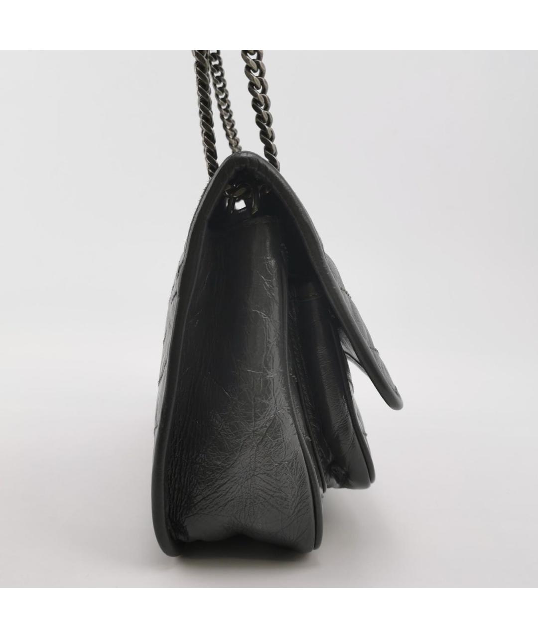 SAINT LAURENT Антрацитовая кожаная сумка через плечо, фото 3