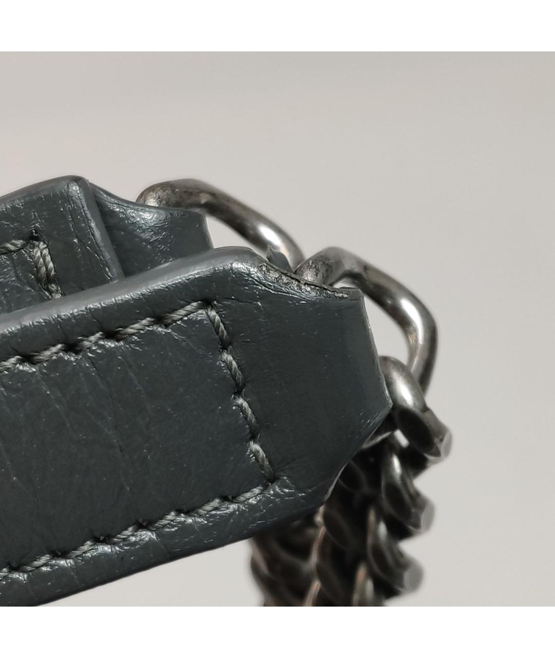 SAINT LAURENT Антрацитовая кожаная сумка через плечо, фото 7