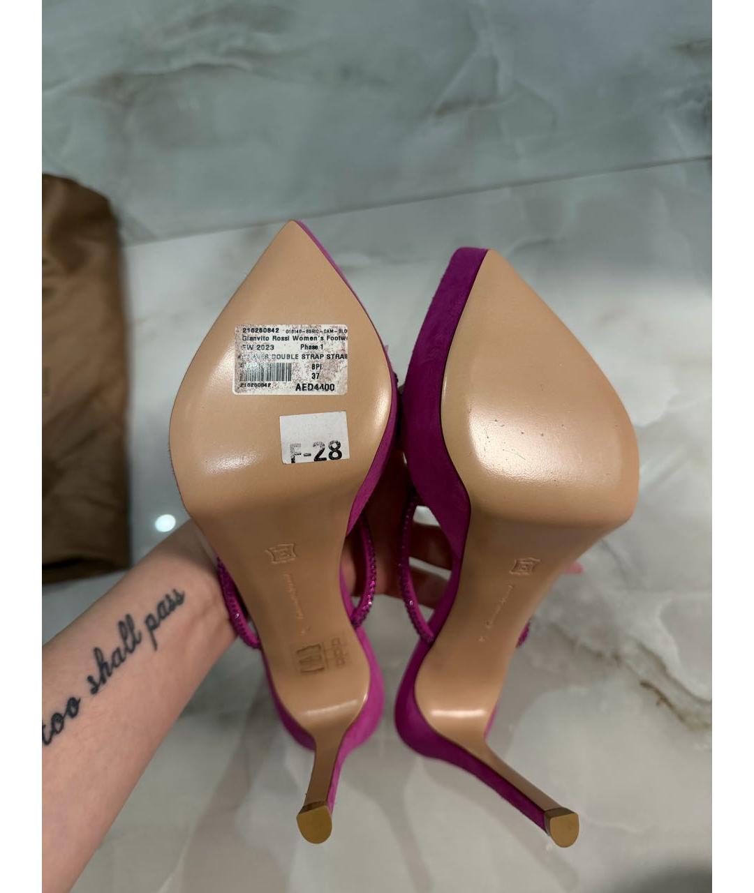 GIANVITO ROSSI Фуксия замшевые мюли, фото 3