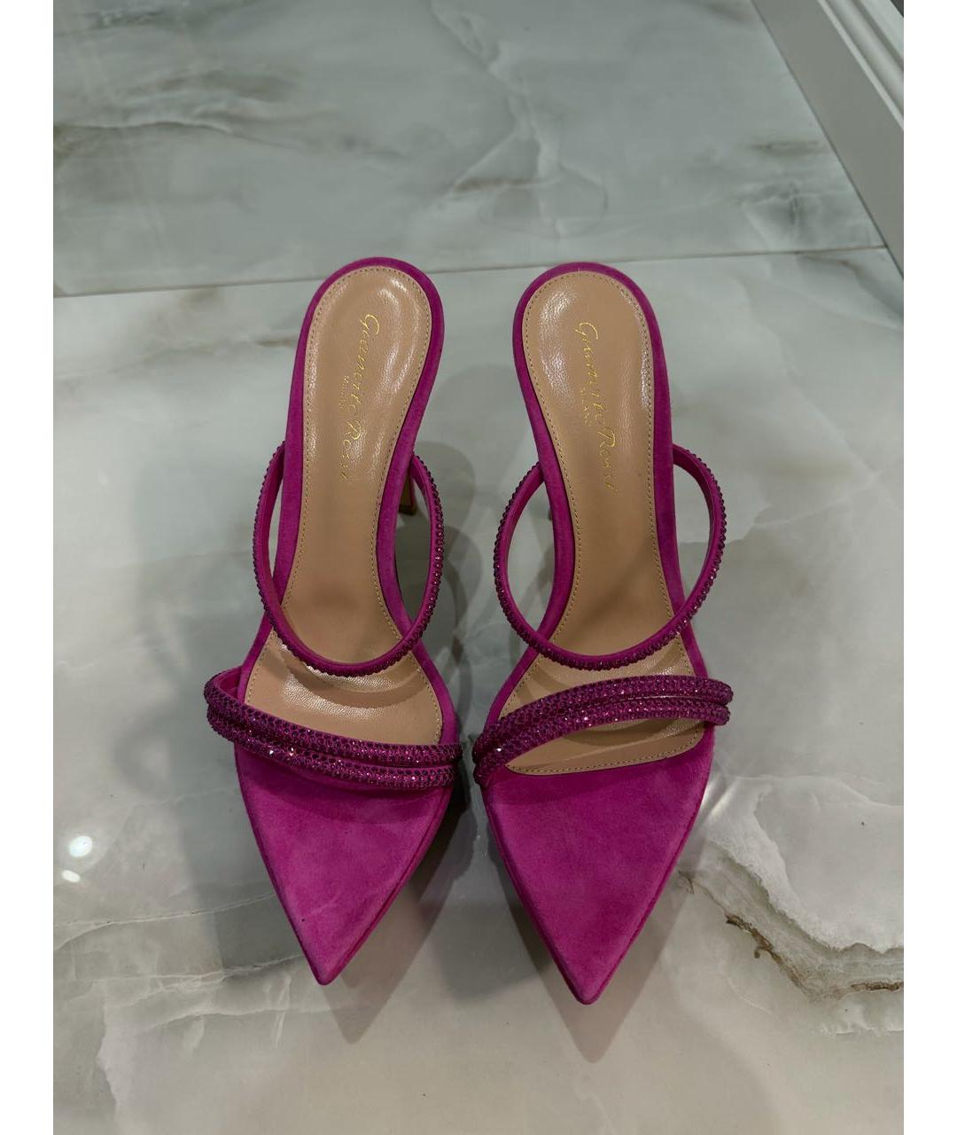 GIANVITO ROSSI Фуксия замшевые мюли, фото 4
