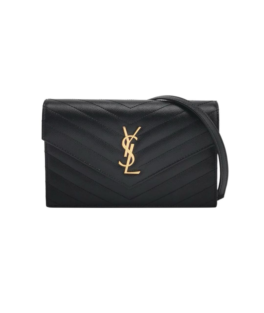 SAINT LAURENT Черная кожаная сумка через плечо, фото 9