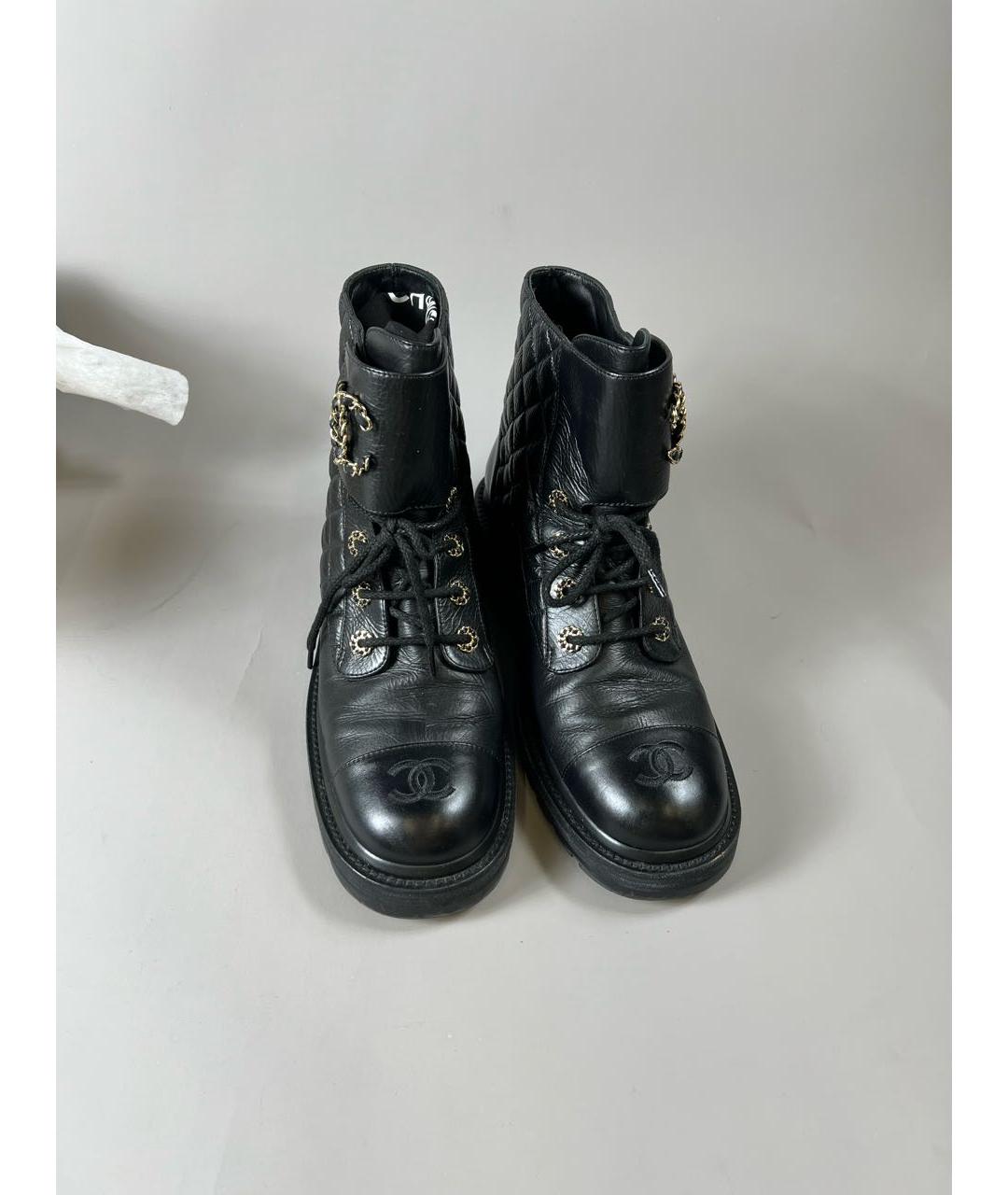 CHANEL Черные кожаные ботинки, фото 2