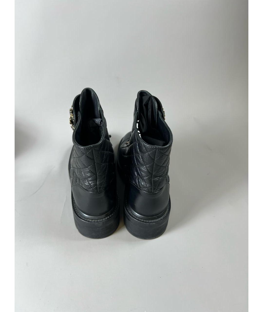 CHANEL Черные кожаные ботинки, фото 4