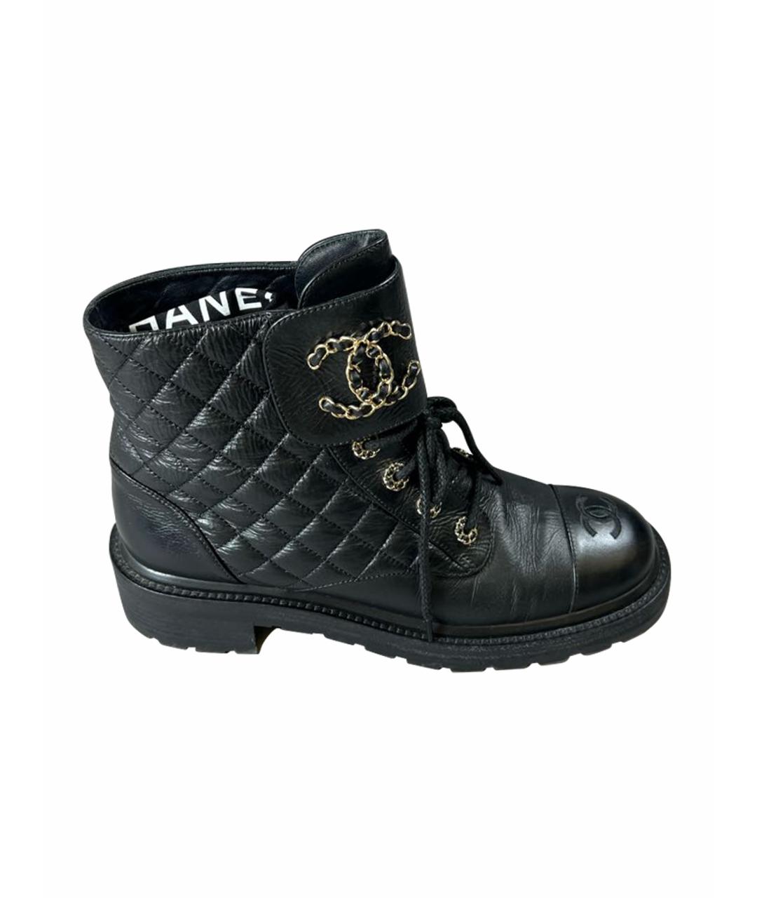 CHANEL Черные кожаные ботинки, фото 1