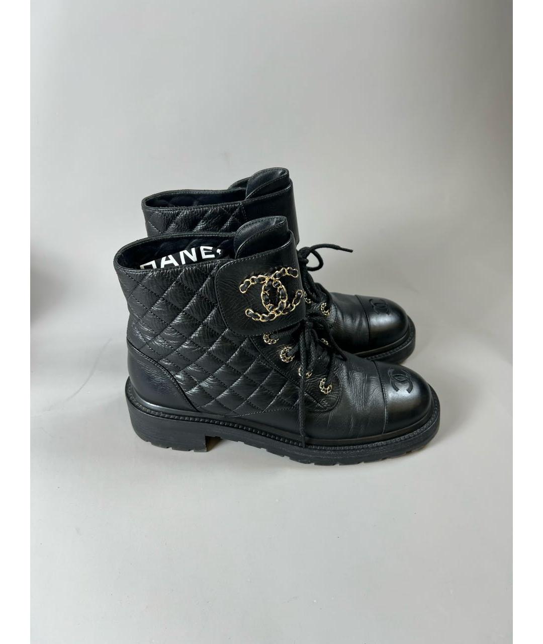 CHANEL Черные кожаные ботинки, фото 6