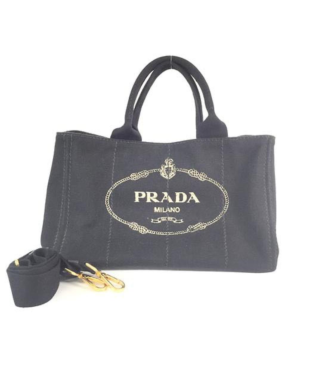 PRADA Черная тканевая сумка с короткими ручками, фото 3